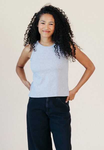 Charlie Ribbed Organic Cotton Tank - Heather Gray - Homeland Harvest