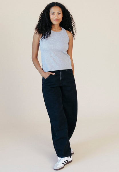 Charlie Ribbed Organic Cotton Tank - Heather Gray - Homeland Harvest