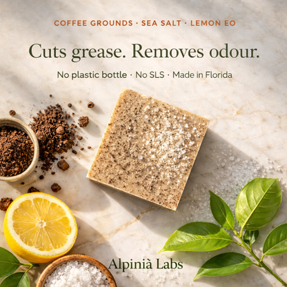 Solid Kitchen Soap Bar - No Plastic Bottles, Cuts Grease Better Than Liquid