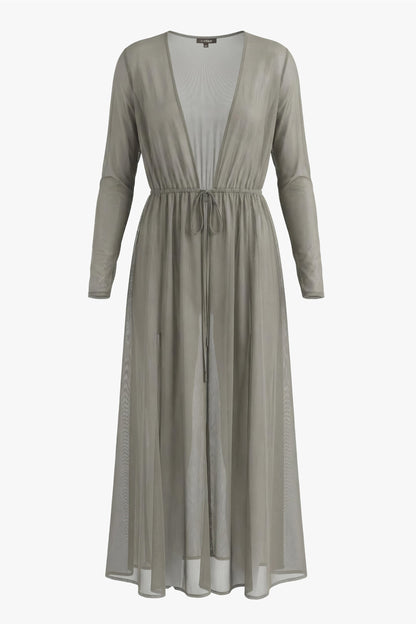 Silver Sheer Mesh Long Cover Up: EMF Shielding