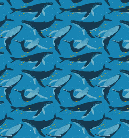 Large Reusable Cloth Furoshiki Gift Wrap | Whales & Waves - Homeland Harvest