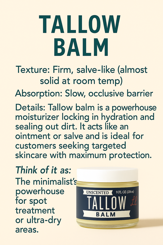 Natural Beef Tallow Skincare Collection - Lotion, Butter, Balm & Whipped