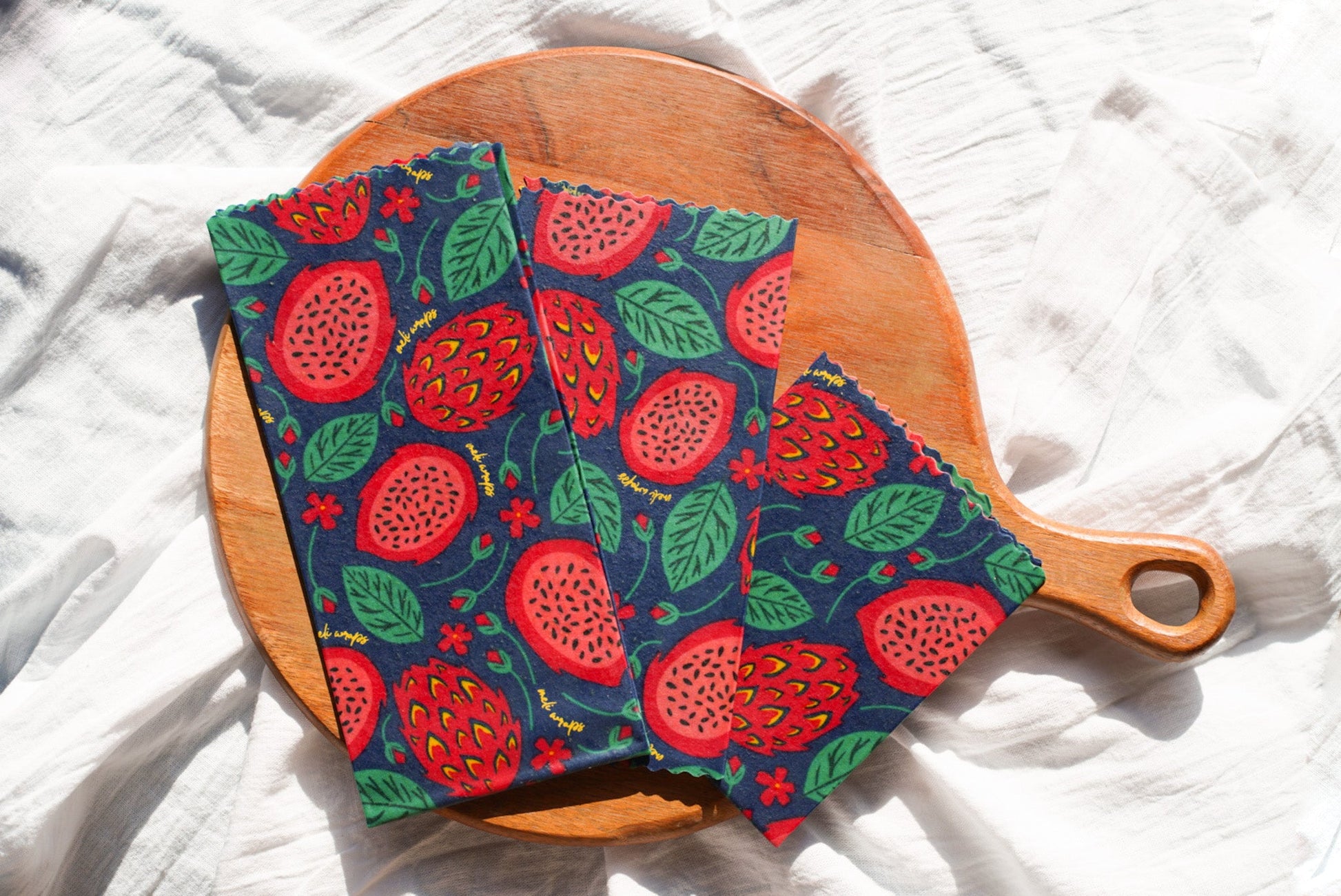 Beeswax Food Wrap - Dragonfruit Print - Homeland Harvest