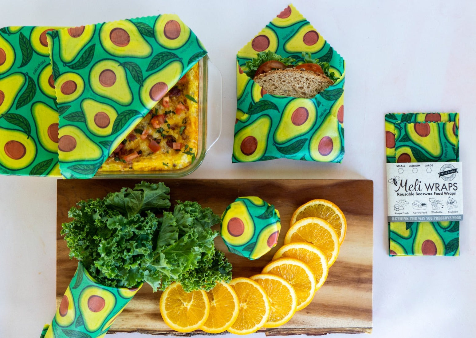Beeswax Food Wrap - Avocado Print - Homeland Harvest