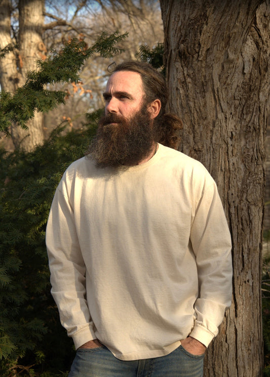 Unisex Organic Cotton Long Sleeve T-shirt- Undyed - Homeland Harvest