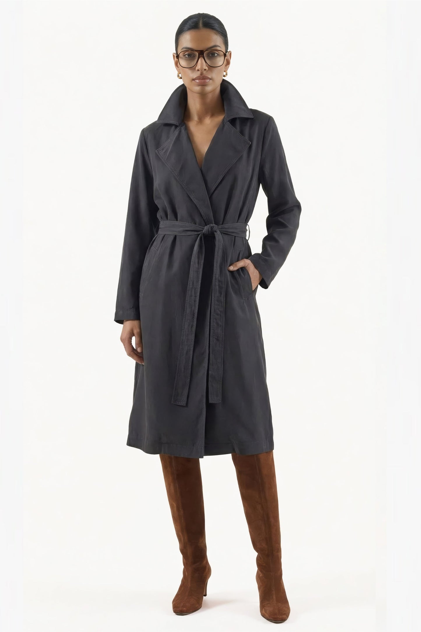 Trench Coat - Sandwashed & Silver Lined: EMF Shielding