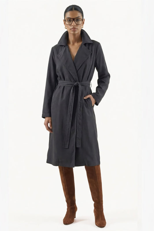 Trench Coat - Sandwashed & Silver Lined: EMF Shielding