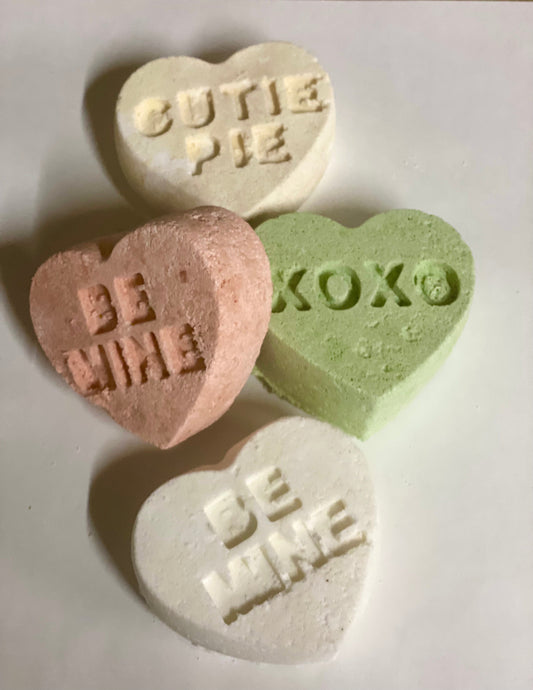 Organic bath bomb / Valentine's Day / conversation hearts / conversation heart bath bombs / organic bath fizzy / organic bath fizzie - Homeland Harvest