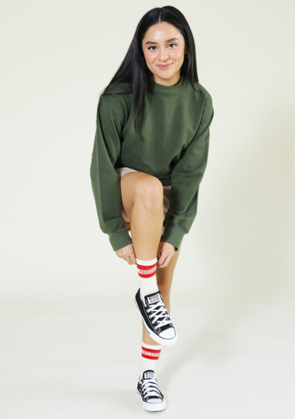 Gabbie Oversized Crew Sweatshirt - Pine - Homeland Harvest