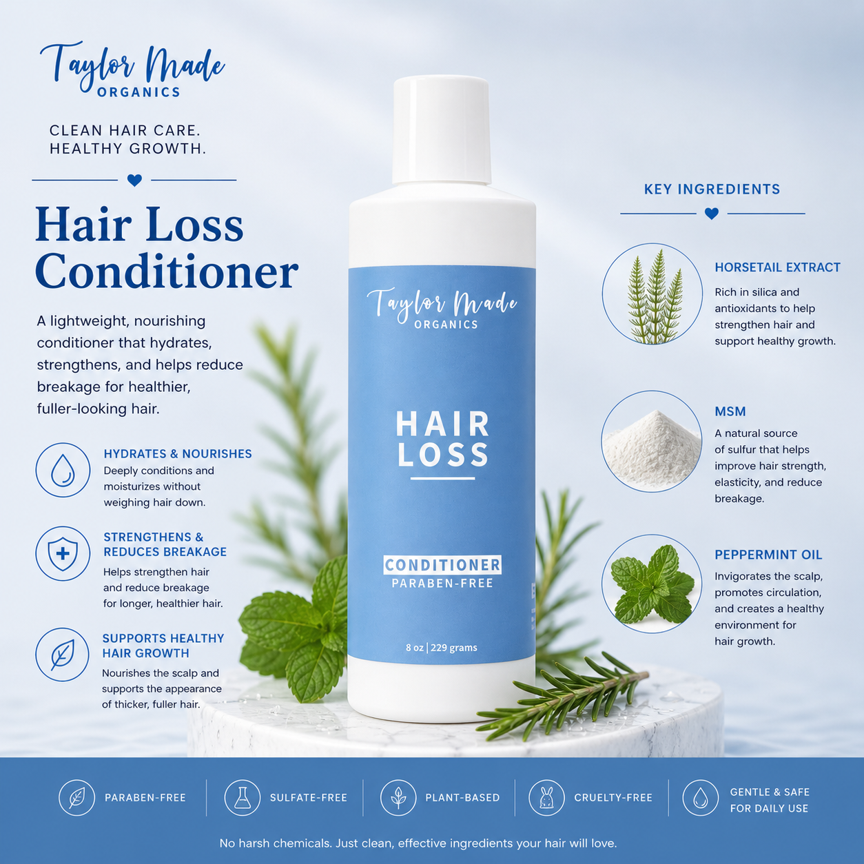 Hair Loss Organic Conditioner with silk protein