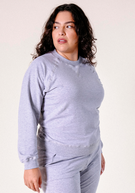 Agnes Raglan Organic Cotton + Tencel™ Sweatshirt - Heather Gray - Homeland Harvest