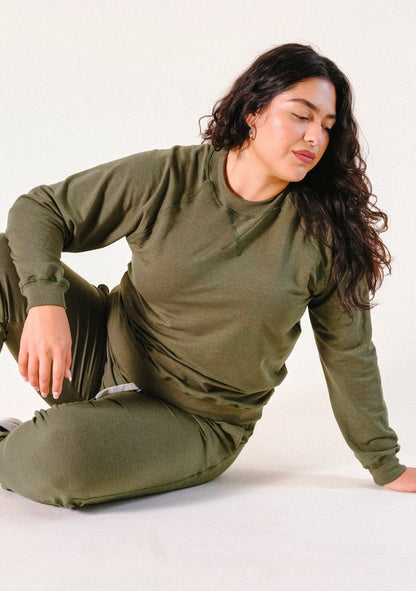 Agnes Raglan Organic Cotton + Tencel™ Sweatshirt - Moss - Homeland Harvest