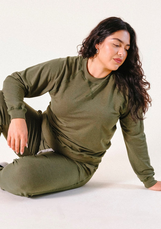 Agnes Raglan Organic Cotton + Tencel™ Sweatshirt - Moss - Homeland Harvest