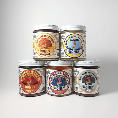 Honey For Your Honey Gift Box - 9oz - Raw, Hot, Vanilla, Whipped, Cinnamon Whipped