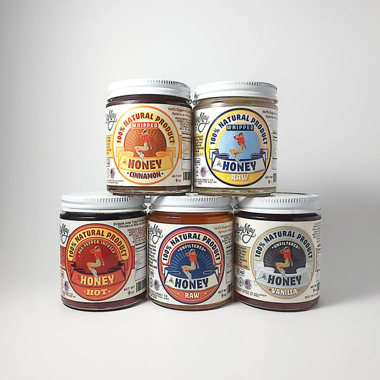 Honey For Your Honey Gift Box - 9oz - Raw, Hot, Vanilla, Whipped, Cinnamon Whipped