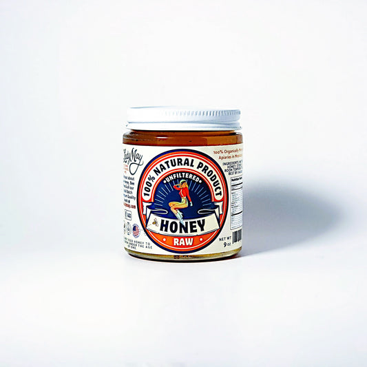 All Natural Raw Unfiltered Honey, 9oz Glass Jar, Lady May’s Mississippi Honey Makers