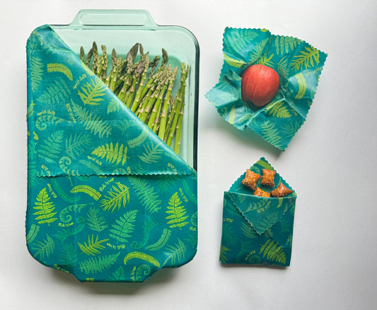 Beeswax Food Wrap - Fern Print - Homeland Harvest