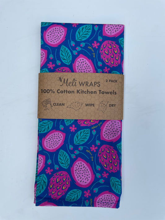 Dragonfruit Kitchen Towel Set of 2 100% Cotton - Homeland Harvest