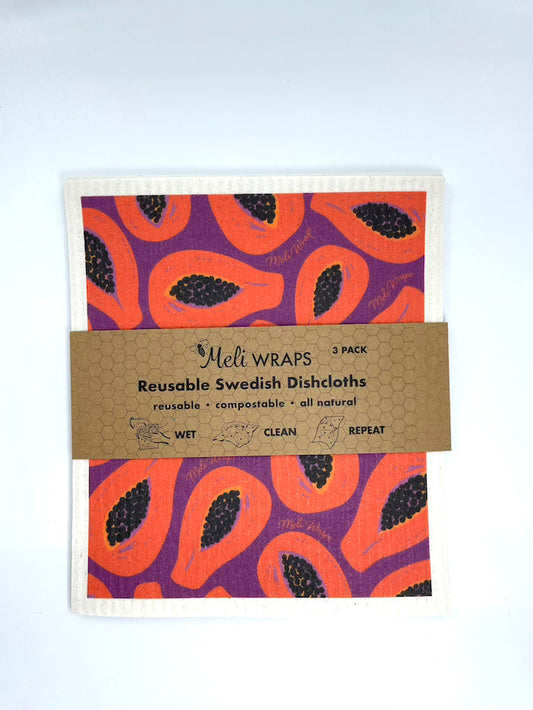 Papaya Swedish Dish Cloth Set of 3 - Homeland Harvest