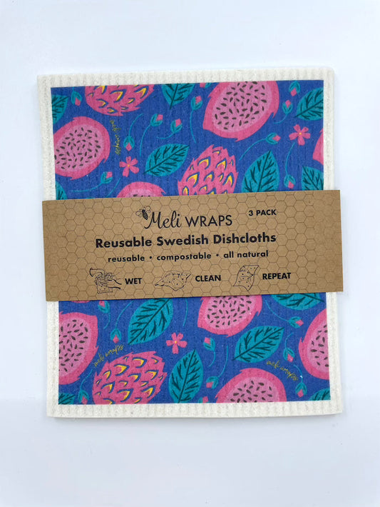 Dragonfruit Swedish Dish Cloth Set of 3 - Homeland Harvest