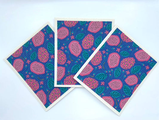 Dragonfruit Swedish Dish Cloth Set of 3 - Homeland Harvest