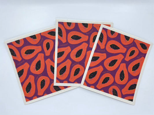 Papaya Swedish Dish Cloth Set of 3 - Homeland Harvest