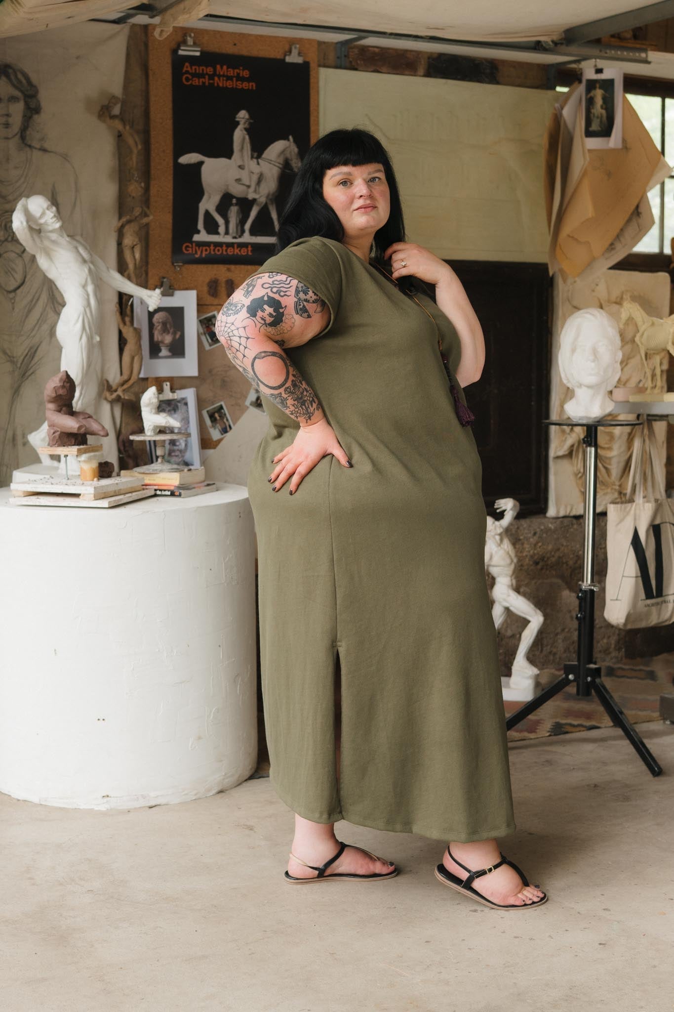 Cairo Dress in Moss