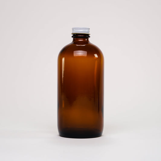 16 oz Amber Glass Keeper Bottle | Metal Cap - Homeland Harvest
