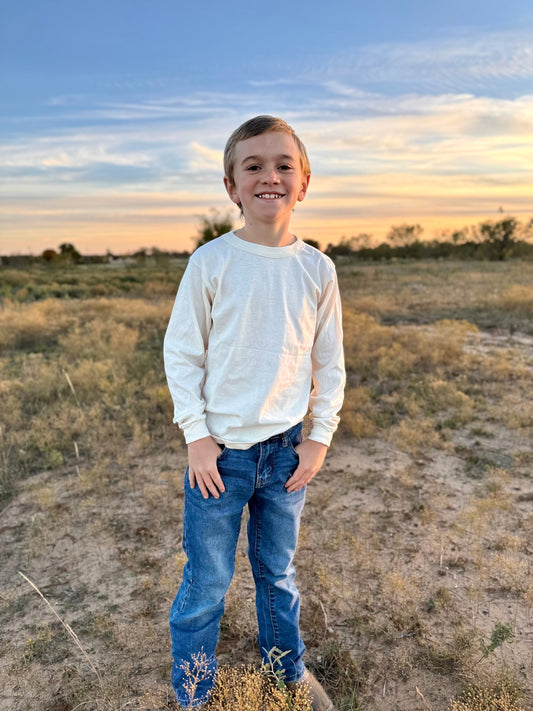 Organic Cotton Long Sleeve Kids T-shirt-Undyed - Homeland Harvest