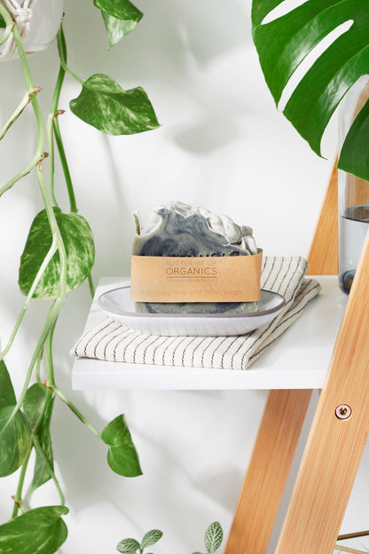 Organic Lemongrass Mint with Activated Charcoal and French Green Clay / VEGAN SOAP / PALM FREE - Homeland Harvest