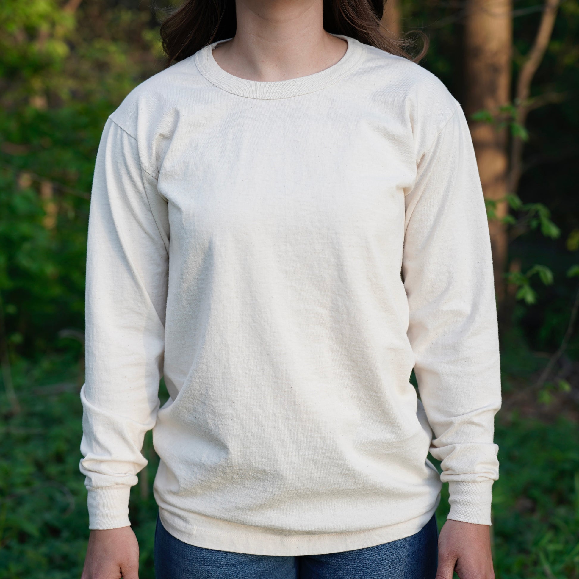 Unisex Organic Cotton Long Sleeve T-shirt- Undyed - Homeland Harvest