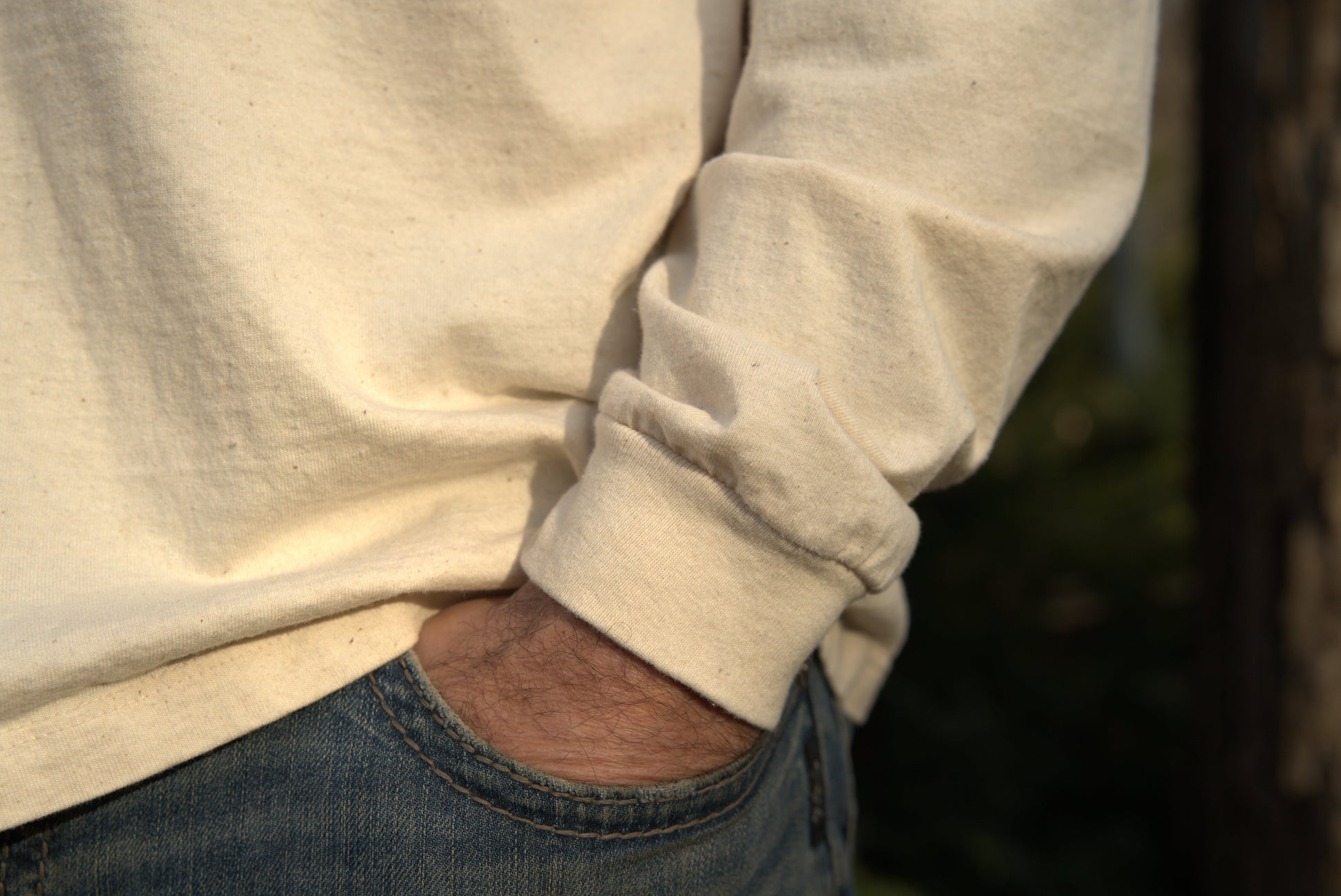 Unisex Organic Cotton Long Sleeve T-shirt- Undyed - Homeland Harvest