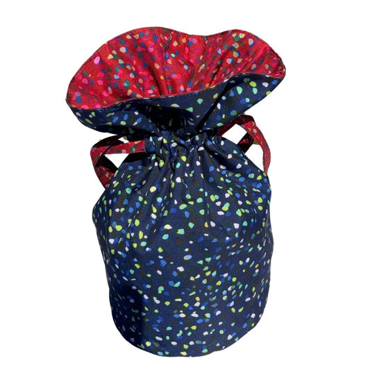 Medium Reusable Fabric Gift Bag | Blue & Red Confetti - Homeland Harvest