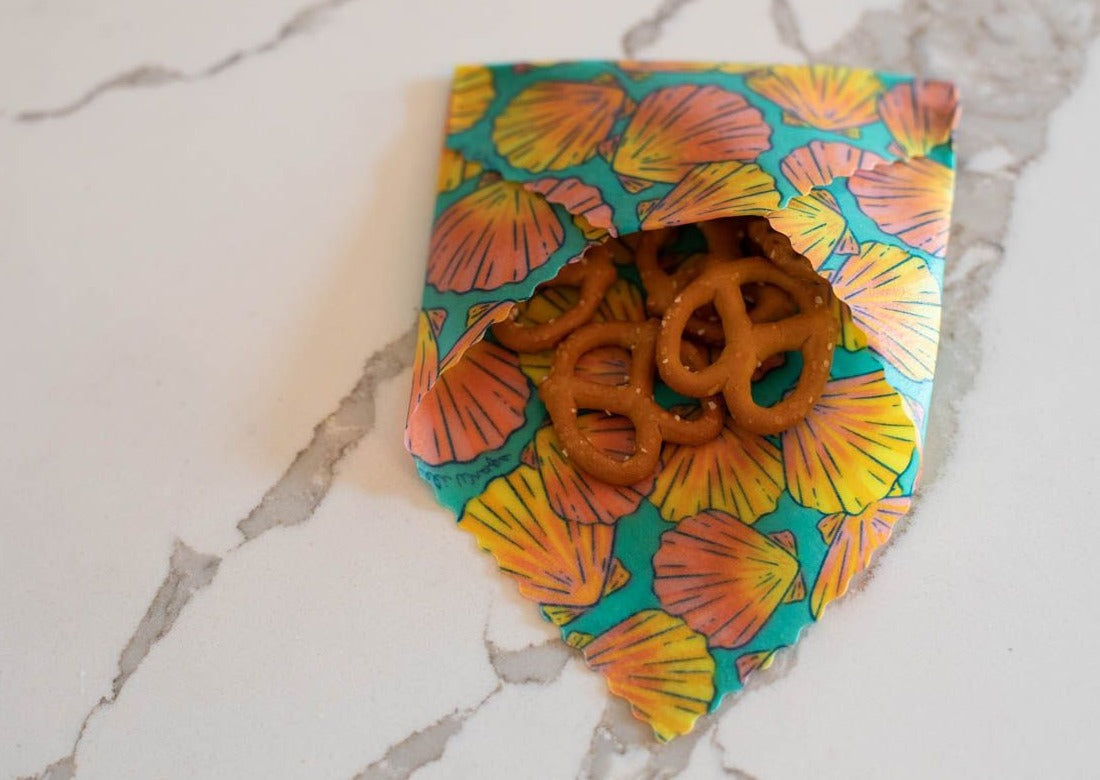 Beeswax Food Wrap - Sunrise Shell Print - Homeland Harvest