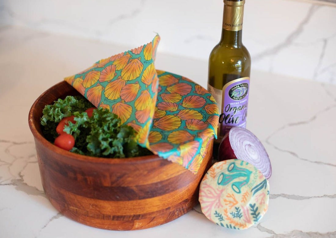 Beeswax Food Wrap - Sunrise Shell Print - Homeland Harvest