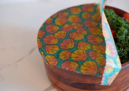 Beeswax Food Wrap - Sunrise Shell Print - Homeland Harvest