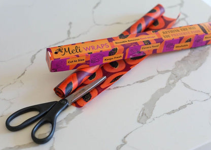 Beeswax Wrap Bulk Roll - Purple Papaya Print - Homeland Harvest