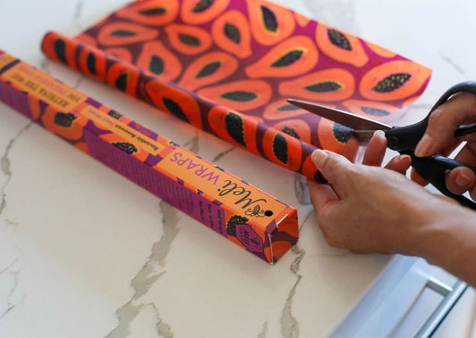 Beeswax Wrap Bulk Roll - Purple Papaya Print - Homeland Harvest