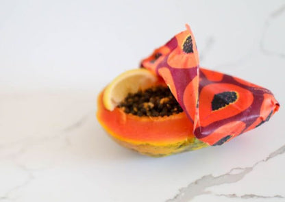 Beeswax Wrap Bulk Roll - Purple Papaya Print - Homeland Harvest