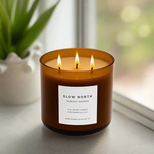 Midnight Garden (Lavender + Rosemary + Geranium) - Signature 3-Wick Candle - Homeland Harvest