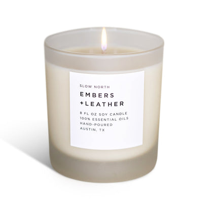 Embers + Leather - Signature Candle (Vetiver + Cedar + Patchouli) - Homeland Harvest