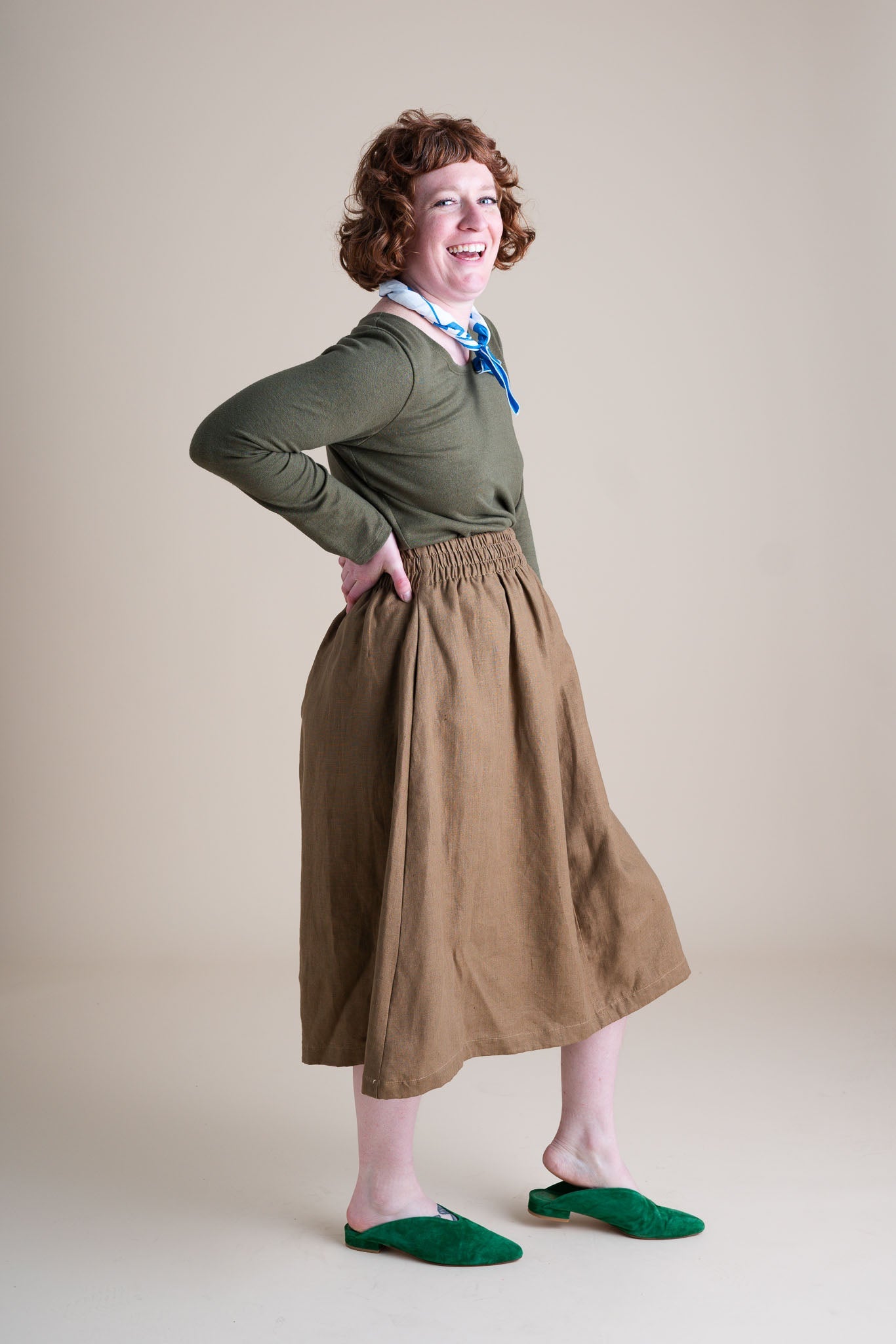 Evening Midi Skirt in Tea