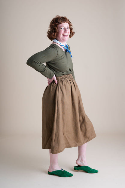 Evening Midi Skirt in Tea