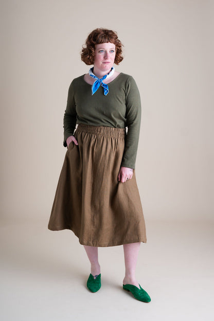 Evening Midi Skirt in Tea