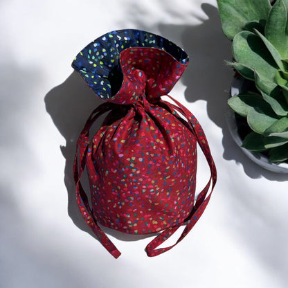 Medium Reusable Fabric Gift Bag | Blue & Red Confetti - Homeland Harvest