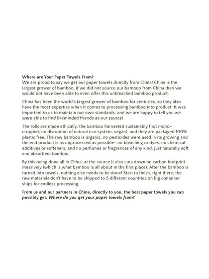 Panda Eco Paper | Bamboo Paper Towels Sample - Homeland Harvest