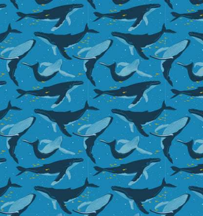 Set of 2 Large Reusable Cloth Furoshiki Gift Wrap | Whales & Waves - Homeland Harvest
