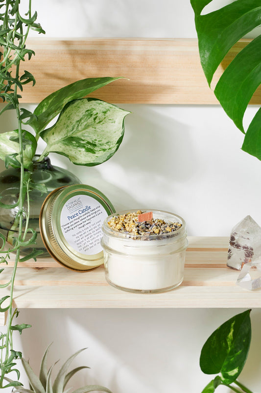 Peace Candle / Serenity Candle / Intention Candle / Ritual Candle / Crystal Candle / Pretty Candle / Organic Soy Wax Candle / Botanicals - Homeland Harvest