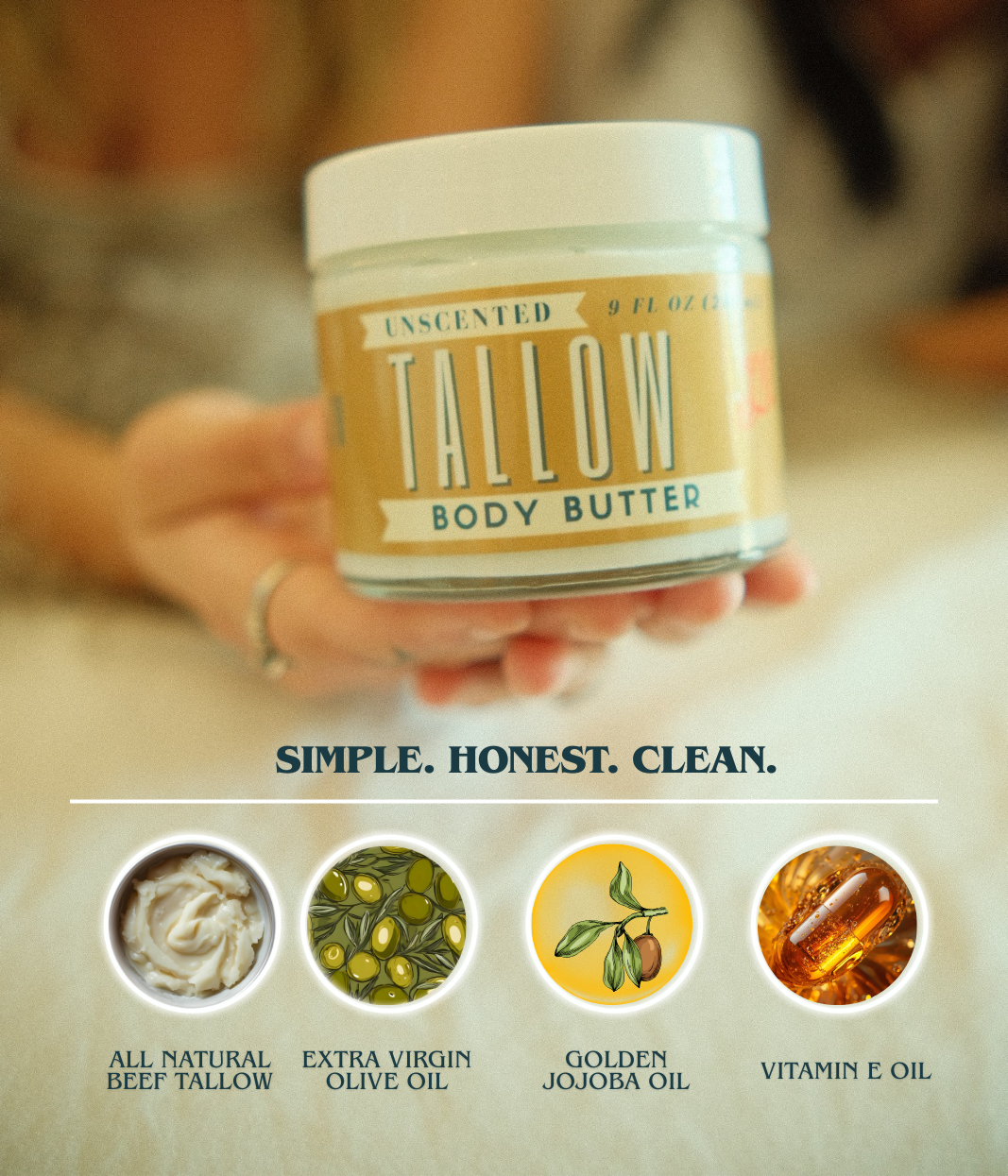 Unscented Tallow Body Butter | Natural Beef Tallow Body Butter