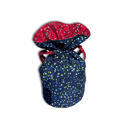 Medium Reusable Fabric Gift Bag | Blue & Red Confetti - Homeland Harvest